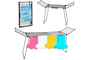 ‎MASSIDO Massido Wäscheständer XXL Ausziehbar Teleskopisch Wäscheflügeltrockner Wäschetrockner Ständer Stabiler Standtrockner Mit Rutschfesten Füßen Große Trockenfläche 27 M Lydia Schwarz 190-260 x 60 x 117 cm