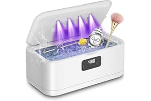 Nettoyeur Ultrasons Lunettes Bijoux Dentaire - yorraka 800ml 49000HZ Lampe UV Ultrasonic Cleaner - 5 Réglages de Temps Machine Ultrason Nettoyage pour Diamants Montres Collier Tête de Rasoir