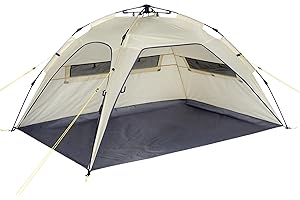 ‎UQUIP Uquip Strandmuschel Buzzy Boulder I 150 x 110 x 215 cm I UPF 50+ Strandzelt zum Schutz vor Sonne, Wind & Regen I tragbares Beach Zelt mit Quick-Up System I ideal für Strand, Camping & Picknick