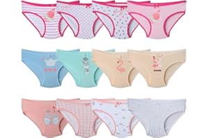 Kidear Serie di Bambini Ragazze mutandine12 Pezzi Bambini Mutandine Bambino in Cotone Morbido Slip Biancheria Intima età 2-10 Anni