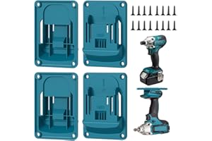 YAYNO 4 Pièces Porte Outils Mural pour Makita 18 V Support de Machine pour Outils de Perçage avec 16 Vis Bleu-Vert Support Mural pour Outils de Perceuse pour Atelier et Garage, 14,4/18V