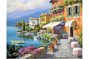 TVNYOUJIA 5D Diamond Art Painting kit Completo, Pittura Diamante con Numeri, DIY Strass Ricamo a Punto Croce Painting per Bambini Adulti Decorazione Parete Casa - Paesaggio Della Città