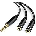 lalasis Splitter Audio Jack 3.5mm, 3,5 mm mâle vers Femelle Casque stéréo aux répartiteur câble Double Prise pour Ordinateur 