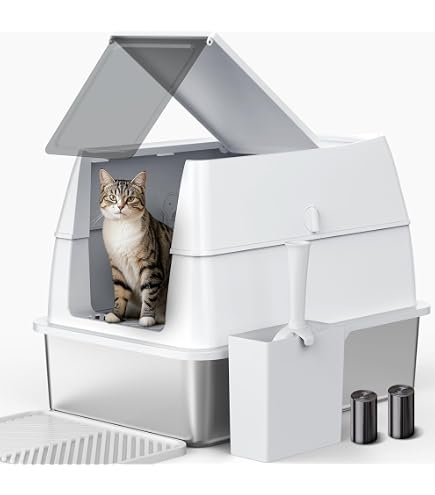 Zarler XL Katzentoilette Aus Edelstahl Mit Deckel – 61x40,6x30,5 Cm, 20 L – Rutschfest & Leicht Zu Reinigen