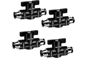 TINGJS Pneumatik Steckverbinder Gerade 6 mm Pneumatischer Kugelhahn mit Absperrhahn für Schnellen Anschluss von Luftleitungen 4 Stück