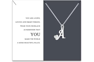 HEYEJET Originales Collar Inicial Acero Inoxidable, Collar Mujer con Colgante Letra A-Z Pequeñas - Bisutería Regalo Madre Hija Cumpleaños Novia o Amigas Regalo Con Tarjeta Inspiradora