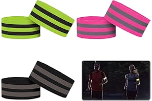 VAGAW Reflective Armbands,6 Pcs Reflective Arm Bands Adults,Elastic High Vis Straps,Suitable For Night Activities Or Outdoor Running Cycling Early Morning Safety Equipment