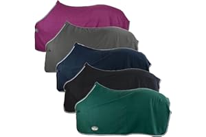 ‎MARENGOS Marengos - Abschwitzdecke Economic | Pferdedecke mit Schweifkordel, Widerristpolster & Metallverschluss | atmungsaktive Fleecedecke | Pferde-Outdoordecke | Pferde Zubehör in Schwarz | 115cm
