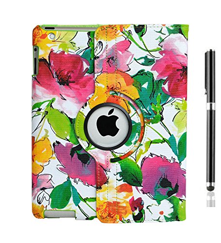 inShang Hülle für Apple iPad 2 iPad 3 iPad 4, Edles PU Leder Tasche Hülle Skins Etui Schutzhülle Ständer Smart Case Cover für Tablet iPad, Super Automatische Einschlaf-/Aufwach funktion, 360 Grad rotierende Schutzhülle mit Standfunktion + inShang Logo hochwertigen Stylus Eingabestift Stift