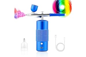 LIARTY Airbrush Kit Machine, Rechargeable Handheld Airbrush, Professional Cordless Air Brush Portable Wireless for Nail Art (New Blue)