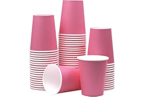 Yuxitia Lot de 60 gobelets jetables en carton rose pour fête de mariage, pique-nique, barbecue, voyage et événement, 236,8 g (rose)