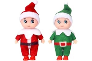 POPOYU 2 Pezzi Elfo di Natale Piccolo,Mini Elfo Natale Pupazzo,Piccoli Elfi Elfi di Babbo NataleBaby BambolaNatale,ElfoNatale Piccolo Bambola Mini ElfiBebè per Ragazze Ragazzi Compleanno