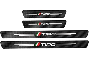 Symilov Pack of 4 Car Door Sill Protectors for Fi-at Tipo Tuning Accessories, Car Door Sill Protection with Logo, Carbon Fibre Car Door Entry Protection Sticker, Black
