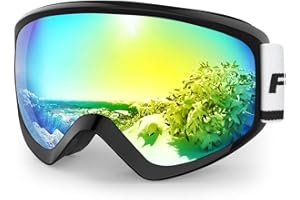Findway Maschera da Sci Bambino 5~16 Anni Occhiali da Sci Maschera Sci Bambino Occhiali Sci OTG per Ragazzo Ragazza Anti UV Anti Nebbia Compatibile con Casco per Sci Snowboard Sport Invernali