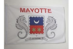 AZ FLAG - Drapeau Mayotte - 45x30 cm - Pavillon Nautique Mahorais - France Spécial Bateau Et Extérieur En Maille Bloquée Avec Anneaux Plastiques Intégrés - 30g
