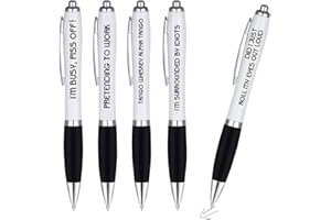 FINEHENCHI 5 Pack Quirky Ballpoint Pens Funny Pen Set for Colleagues Novelty Rude Funky Stationery Leaving Gift for Friends Women Men Office Accessories Smooth Ink Flow Comfortable Grip for Schools Offices Homes