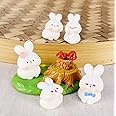 SATYAM KRAFT 1 Set (7 Pieces) Rabbit Miniature Figurines | Decorative Showpiece | Gift for Him/Her, Mother's Day, Home, Bedroom, Living Room, Office, Table, Car Dashboard | Festive Decor