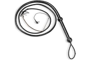 LB'S WHIP Indiana Jones Style Bull Whip Real Cow Hide Leather Equestrian Bullwhip Black 3ft, 4ft, 6ft, and 8ft Long