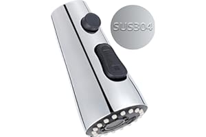 Hibbent Testina di ricambio per rubinetto da cucina, testina di spruzzo da cucina estraibile con 15 adattatori, ugello di spruzzo da cucina a 3 funzioni (G1/2)-argento