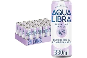 AQUA Libra Sparkling Water, Sugar Free Fruit Water, No Sugar, No Calories Blueberry & Pomegranate