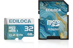 Ediloca 32GB Micro SD Card, Memory Card with SD Adapter, Read Speed up to 90MB/s, UHS-I TF Card for Full HD Video Recording, Compatible with Smartphone, Dash Cam, Camera and Drones, C10, U1,V10, A1