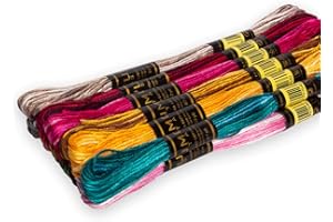 UMC STAG Pack of 12 Premium Embroidery Thread | 100% Egyptian Cotton Premium Skeins | Cross Stitch Embroidery Floss | Oeko TEX Certified Stranded Cotton | Ideal for Arts & Crafts (Variegated)