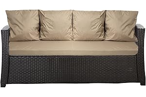 Setgarden® Coussin d'extérieur pour banc de jardin en polyrotin - Coussin d'extérieur - Pour balancelle hollywoodienne - Beige - 170 x 60 x 50 cm