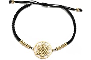 EUEAVAN Metatrons Bracelet cube réglable en perles pour couple - Géométrie sacrée - Fait à la main - Corde tressée - Bracelet porte-bonheur rouge - Amulette de la kabbale