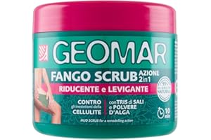 GEOMAR | Fango Scrub, Azione 2 in 1, Riducente e Levigante Contro gli Inestetismi della Cellulite, 95% di Origine Naturale, Tris Di Sali (Sale Marino, di Epsom e del Mar Morto), Made in Italy, 600 g