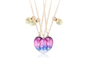 Cosysparks Freundschaftsketten für 3, 3 Pcs Beste Freunde Kette 3 Schwestern Halskette Bff Ketten für 3 Mädchen Kette Herz Anhänger Schmuck Geschenk für Mädchen