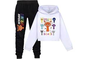 drola Sprunki Ensemble 2 pièces pull et pantalon, 100 % coton pour enfants, sweat à capuche décontracté unisexe pour l'automne et l'hiver, vêtements de costume amples