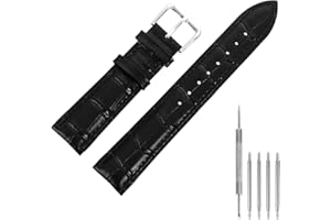 Cobee Leather Watch Straps, Soft Black Alligator Embossed Watch Bands Replacement, Leather Replacement Watch Band for Men and Women, Smart Watches Wristbands Sport Watches Bracelet Clasp