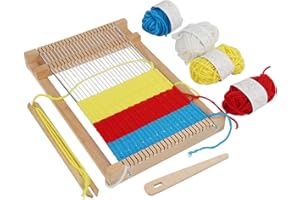 DOOCECIY Weaving Loom Kit for Adults, 29x19cm Wooden Multi-Craft Weaving Kit Hand-Knitted for Beginner & Kids