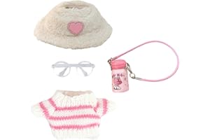 BFSYRR Doll Clothes, Dress to Impress Dolls, 4 Pcs Pink Outfit Accessories with Hat, Sweater, Bottle Bag, Glasses, Cute Clothes Dress up Unique Style, Perfect for Boys and Girls Birthday Gifts