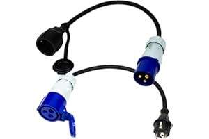 PAYMALI 2X Camping Adapter Set CEE Schuko Kupplung Kabel Chilitec Zuleitung H07RN-F 3G2,5, sehr flexibel. Kabel IP44 16A 230V 22851/22852