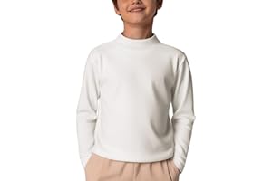 Arshiner sous-vêtements pour Enfants Haut Thermique Garçons Thermal T-Shirt à Manches Longues Hauts Classiques sous-vêtements Slim Fit Hauts Pulls à col Montant décontractés 5-12 Ans