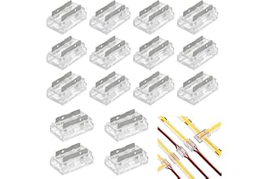 GOIYZTTR 20 stycken 2 stift 8 mm LED-remsa transparent utan lödning COB-kontakt LED-remsa för anslutning av LED-remsor