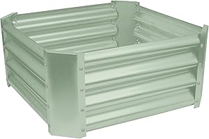 Harbour Housewares Raised Garden Bed - Green - 60 x 60cm - Square - Bottomless Metal Raised Bed Galvanised Steel Planter Box for Growing Outdoor Plants, Vegetables, Flowers and Herbs