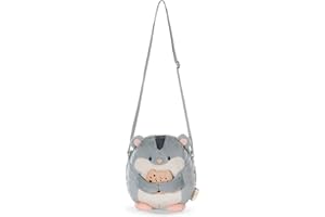 NICI Bolso bandolera mymochi Hámster Shai de 16 x 17 cm, gris, moderno bolso kawaii cruzado con adorable diseño de peluche - 61819