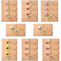 Biglietti Auguri Fai Da Te - 20 Cartoline Con Buste E Fiori Secchi, Stile Retr&ograve; In Carta Kraft