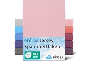 ETÉREA HIMMLISCHE QUALITÄT etérea Comfort Jersey Lenzuolo a Soffietto 180x200-200x200 cm - 100% Cotone - Certificato Oekotex 100 - Lenzuolo a Soffietto Fino a 25 cm di Materasso - Rosa Pallido