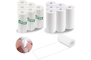 BINYI Thermorollen Thermopapier für Kinder Sofortbildkameras Mini Thermal Pinter Papier Selbstklebender Bedruckbarer Aufkleber Druckerpapier für Mobiler Fotodrucker 57 x 25 mm 12 Rollen