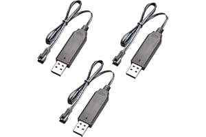 FADBUDS 3Pcs Drone USB Charger Cable, 3.7V 500mA LiPo Battery Power Supply Charging Accessories Cord with SM-2P Connector Plug LED indicator Portable Wire Smart Universal Charger Cable Compatible RC Car Drone