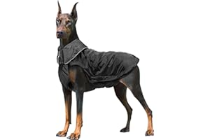 IREENUO Płaszcz dla psa, wodoszczelny, płaszcz przeciwdeszczowy, kurtka przeciwdeszczowa z paskami odblaskowymi, płaszcz dla psów średniej i dużych psów, do użytku na zewnątrz (5XL, Czarny)