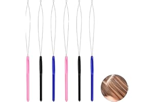 Debbery 6Pcs Hair Extension Loop Threader, Nano Beads Fine Metal Material, Hair Extension Threader, Precise Threading, for Hairs Extensions or Feather Hairs Extensions