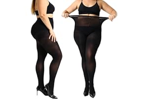 MANZI 2 Pairs 70 Denier Women's Plus Size Tights Stretch Opaque Control Top Tights