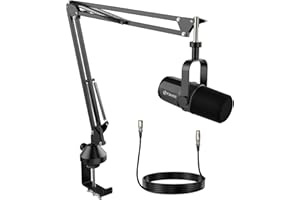 FDUCE SL40X XLR - Kit de micrófono dinámico para grabación Vocal, podcasting, Juegos, transmisión en Vivo y transmisión, micrófono cardioide de Metal, tecnología de Aislamiento de Voz, Color Negro