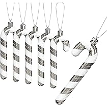 12x Zuckerstangen Weihnachtsbaum Deko - Rot-Weiß Mit Glitzer 11cm