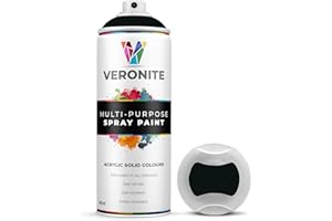 Veronite® 1 x Spray Paint 400ml - Matt Black for Metal, Plastic, Wood, Glass & Furniture - Scratch & Impact Resistant - Ultra Adhesion/Coverage - RAL 9005