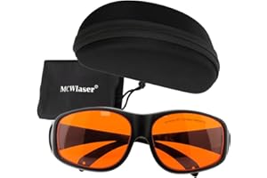 MCWlaser 190-540nm Gafas de Protección Seguridad Láser OD7+ Laser Safety Goggle Glasses para UV Light Violet Blue Green Laser 405nm 445nm 450nm 473nm 532nm Tipo de absorción EP-3